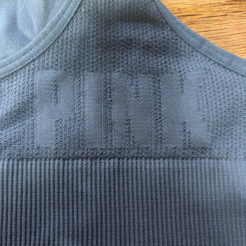Pink Women's Athletic Sports Bra‎ Razorback Ribbed Band Blue Pink Logo Size S/M - Picture 2 of 4